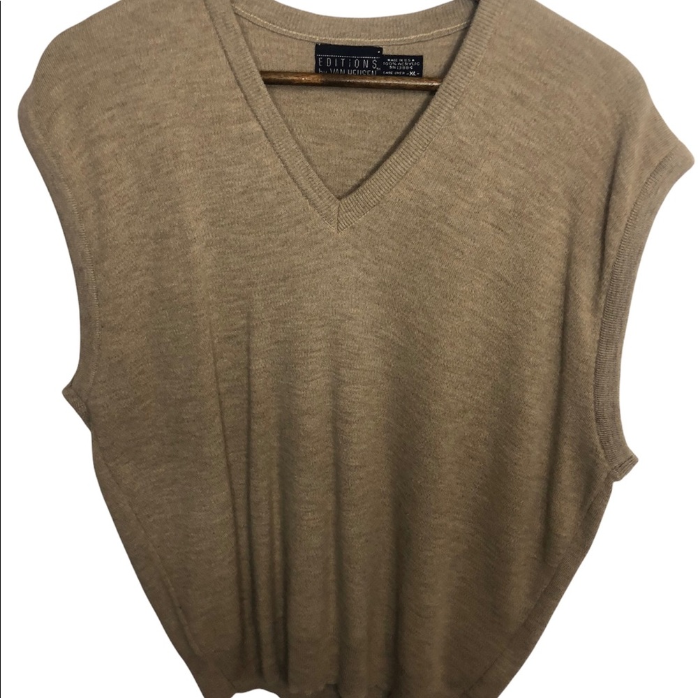 Editions by Van Heusen Beige Womens V Neck Sweater Vest Sz XLarge